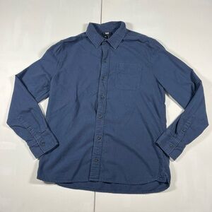 PAIGE Cooper Shirt Long Sleeve Button Navy Blue Cotton Mens Size Medium